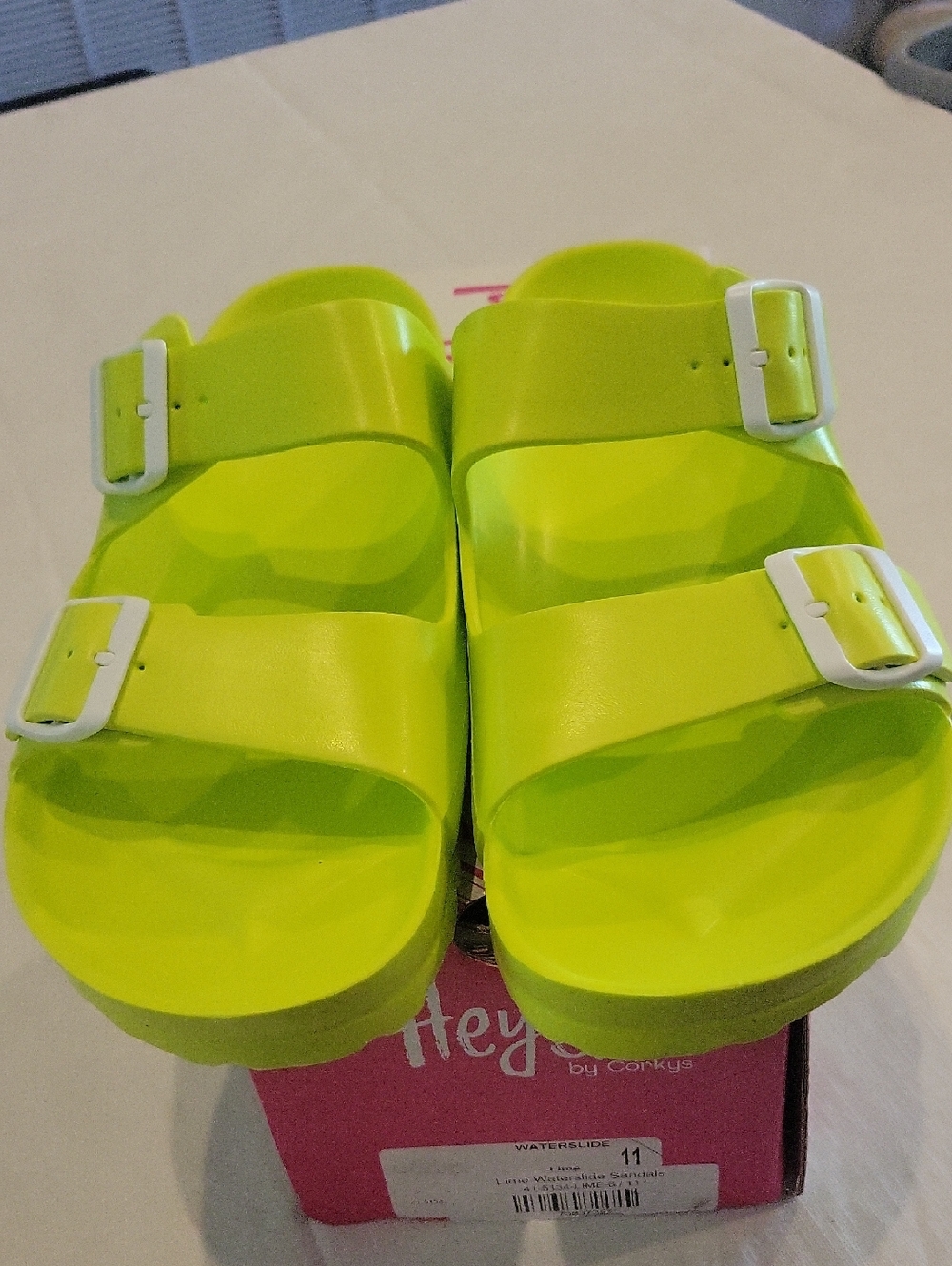 Corkys Lime Waterslide Double Buckle Sandals